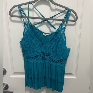 Blue lace top